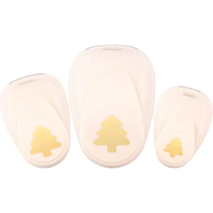 Vaessen Creative Stanzer Set, Motivstanzer Weihnachtsbaum, 3 Stück für Papier bis 250 g/m², Weiß-gold – Bild 1