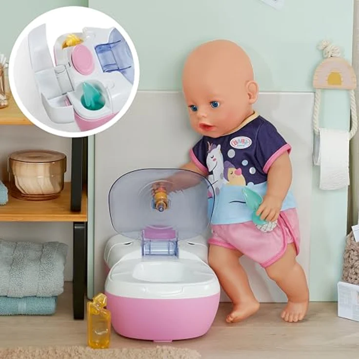 BABY Born Toilette für Puppen 36 und 43 cm, mit Geräuschfunktion, Zubehör und Unterwasserwelt-Stickern – Bild 6
