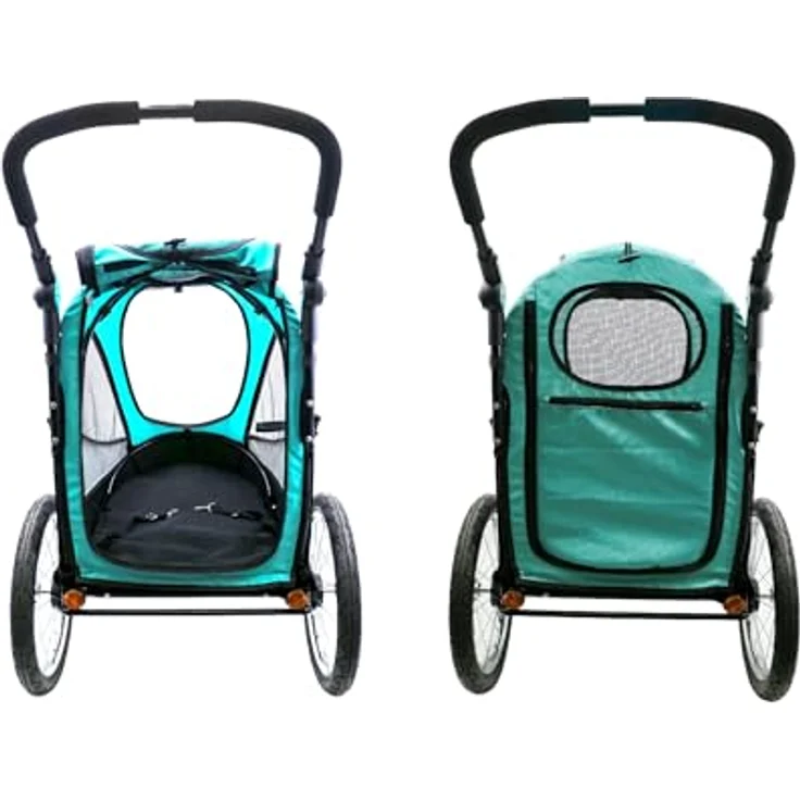Petique Trailblazer, All-Terrain Hundebuggy für Hunde bis 35 kg, aquablau, mit stoßdämpfenden Rädern und gut belüftetem Mesh – Bild 9