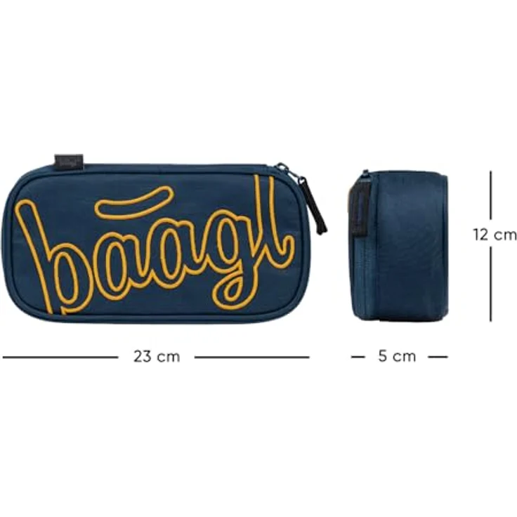 Baagl Federmäppchen für Jungen, Schulmäppchen mit Klappfach und Gummischlaufen, 23 × 12 × 5 cm, recyceltes Polyester, schwarz – Bild 5