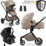 Hauck 4in1 Kinderwagen-Set Move N Care Trio Set, inkl. i-Size Babyschale Drive N Care & Isofix-Basis, XXL Zubehörset, Mocha, mit Gratis Mobilitätsgarantie
