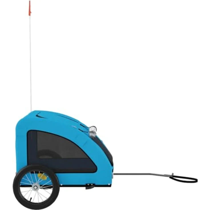 vidaXL Fahrradhundeanhänger Blau Oxford-Gewebe und Eisen, für Hunde bis 45 kg, mit PVC-Dach und Reflektoren – Bild 8