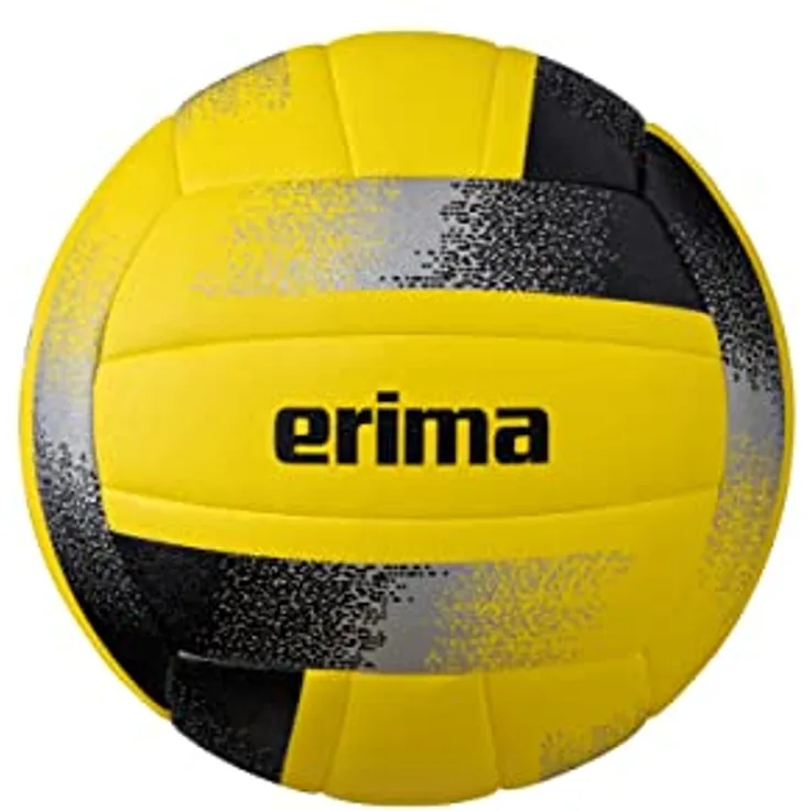 Erima Hybrid Volleyball gelb/schwarz/Silber, Microfaser PU mit Soft Touch, Größe 5
