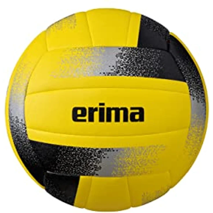 Erima Hybrid Volleyball gelb/schwarz/Silber, Microfaser PU mit Soft Touch, Größe 5