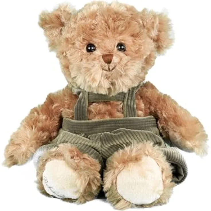 Bukowski Teddybär Jérome 25 cm, braun/grün mit Latzhose, handwaschbar bis 30°C Plüschteddybär – Bild 2
