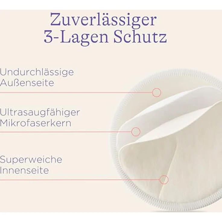 Lansinoh Waschbare Stilleinlage 4er Pack, nachhaltiger Schutz mit Bio-Bambus-Innenseite, weiß – Bild 4