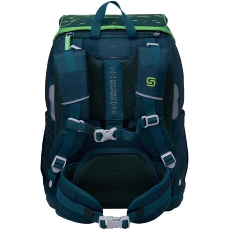 Schneiders Ergoplus 2in1 Schulranzen Set, 7-teilig, 22L, mit verbesserten Tragekomfort und Sicherheitsfunktionen, Soccer Star tannengrün – Bild 4