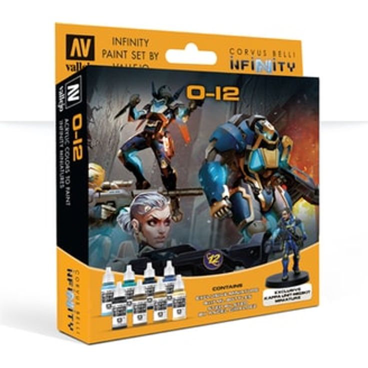 Infinity Model Color Set: Infinity O-12 Exclusive Miniature, 8 Farben für O-12 Army, inkl. Kappa Unit Paramedic Miniatur, mit Ángel Giraldez Anleitung