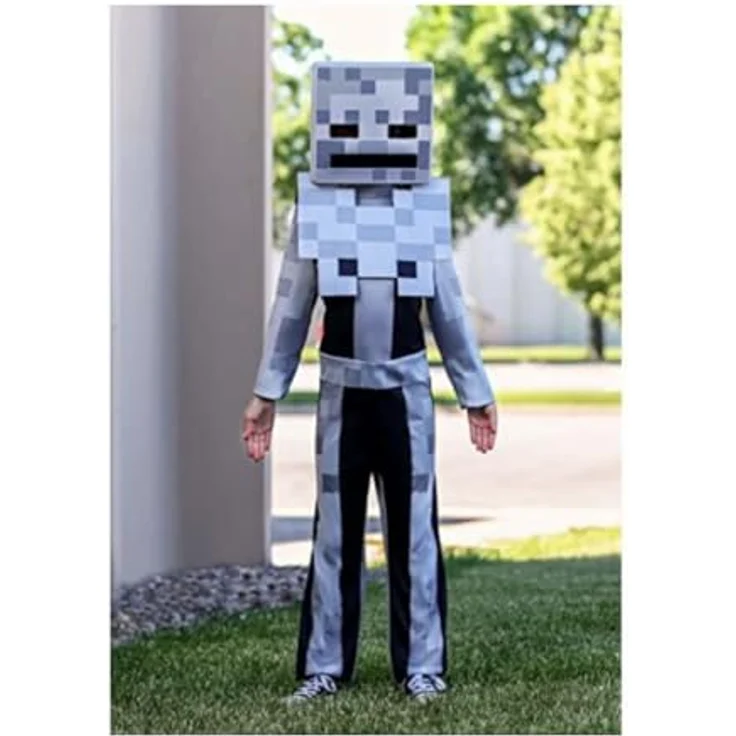 Minecraft Skeleton Classic Kinder-Kostüm M, Overall mit abnehmbaren Schulterteilen und Charaktermaske, geeignet für 7-8 Jahre (127-136 cm) – Bild 4