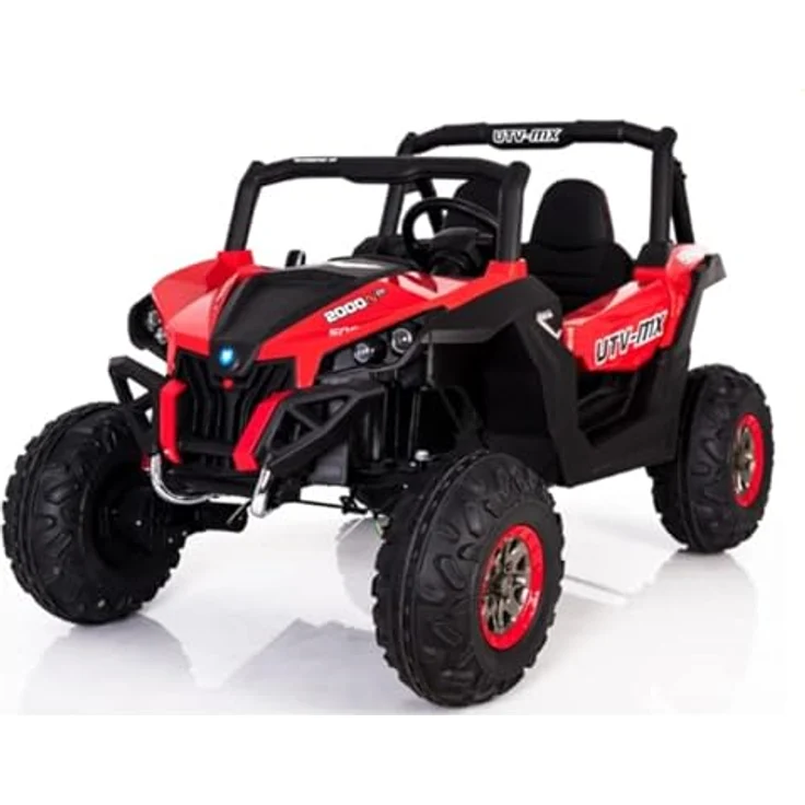 FINOOS Elektroauto für Kinder UTV-MX Buggy 24V, 2-Sitzer, 4x4 Allrad, 2x12V Batterie, 2,4 GHz Fernbedienung (Rot) – Bild 1