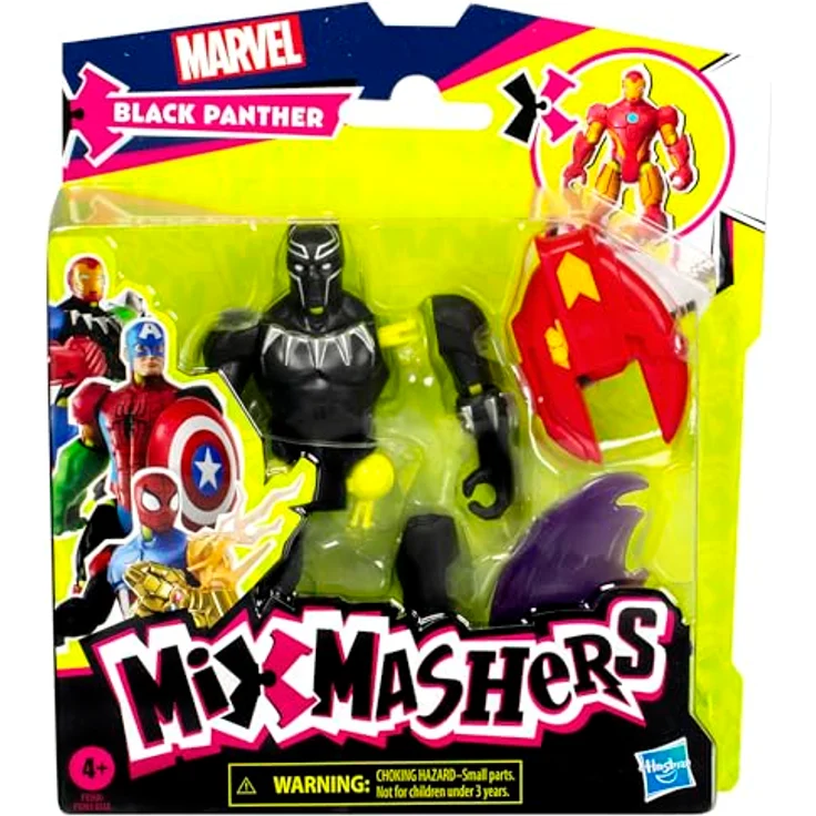 AVENGERS MixMashers Marvel Black Panther Mix-and-Match Action-Figur mit Powerkick-Teil und Iron Man Repulsor, lilafarben – Bild 3