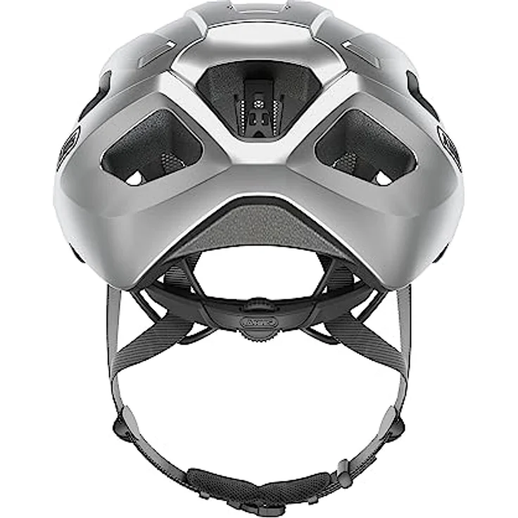 ABUS Rennradhelm Macator - sportiver Fahrradhelm für Einsteiger - auch für Zopfträger/-innen - für Damen und Herren - Silber, Größe L – Bild 3