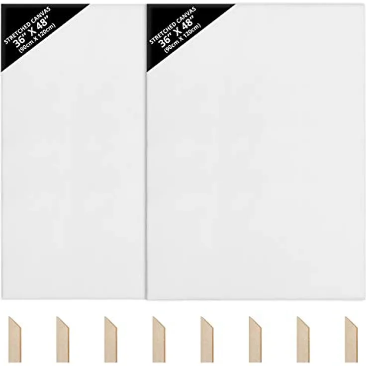 Kurtzy Leinwände zum Bemalen 90 x 120 cm (2er-Pack)- Bespannte Keilrahmen Leinwände zum Bemalen XXL aus Holz - Leinwände Geeignet für Acryl- und Ölmalerei Sowie zum Skizzieren und Zeichnen