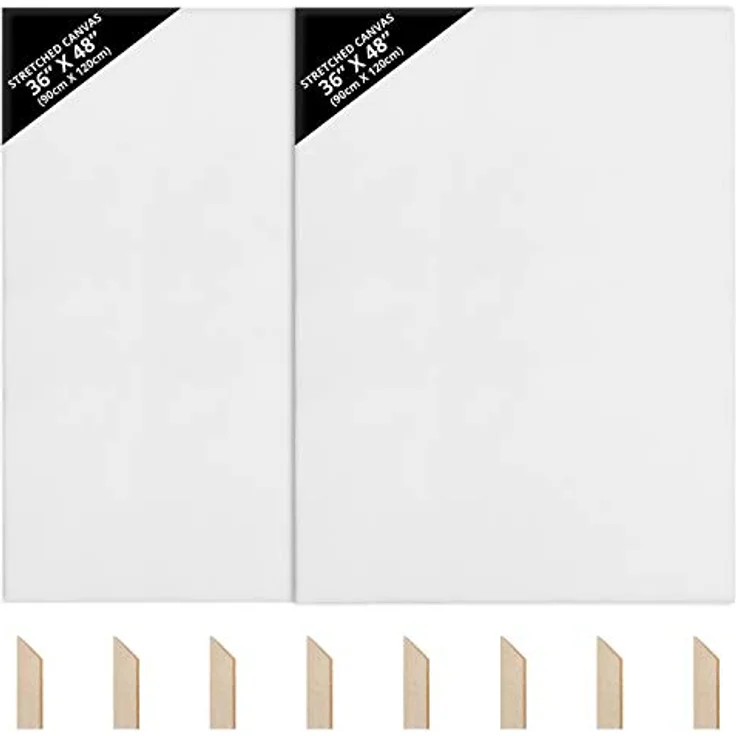 Kurtzy Leinwände zum Bemalen 90 x 120 cm (2er-Pack)- Bespannte Keilrahmen Leinwände zum Bemalen XXL aus Holz - Leinwände Geeignet für Acryl- und Ölmalerei Sowie zum Skizzieren und Zeichnen – Bild 1