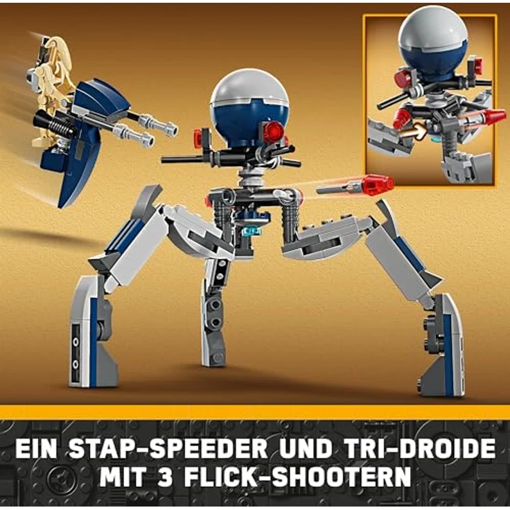 LEGO Star Wars Clone Trooper & Battle Droid Battle Pack, Spielzeug für Kinder mit baubarem Speeder Bike, Tri-Droiden-Figuren und Verteidigungsposten, Geschenk für Jungs und Mädchen ab 7 Jahren 75372 – Bild 5