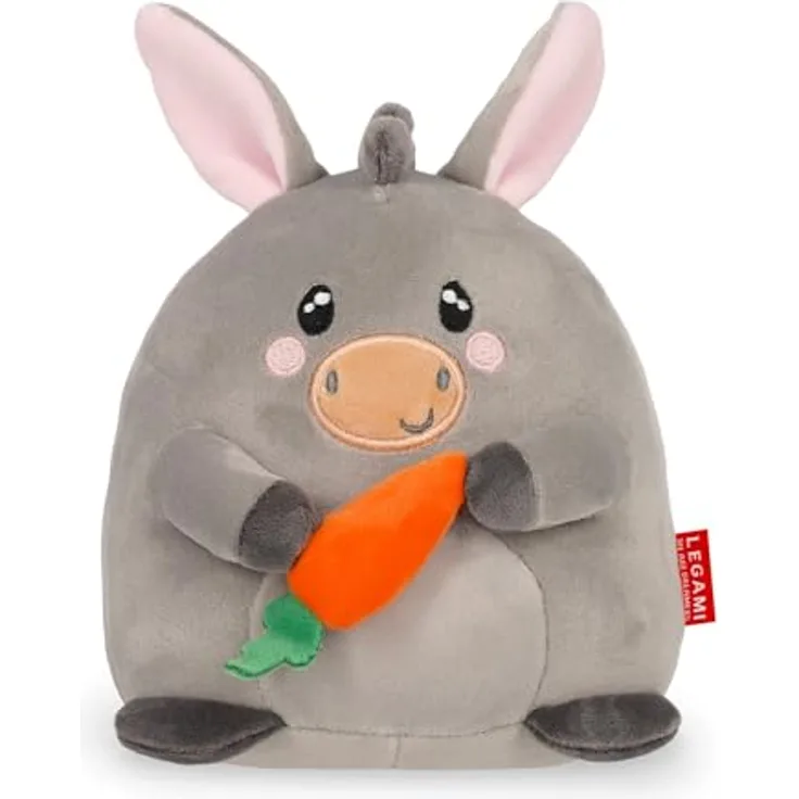 Legami Super Soft Plush Mini Plüsch - Esel, personalisierbare ID Karte, grau, 14x15x12 cm, steht alleine