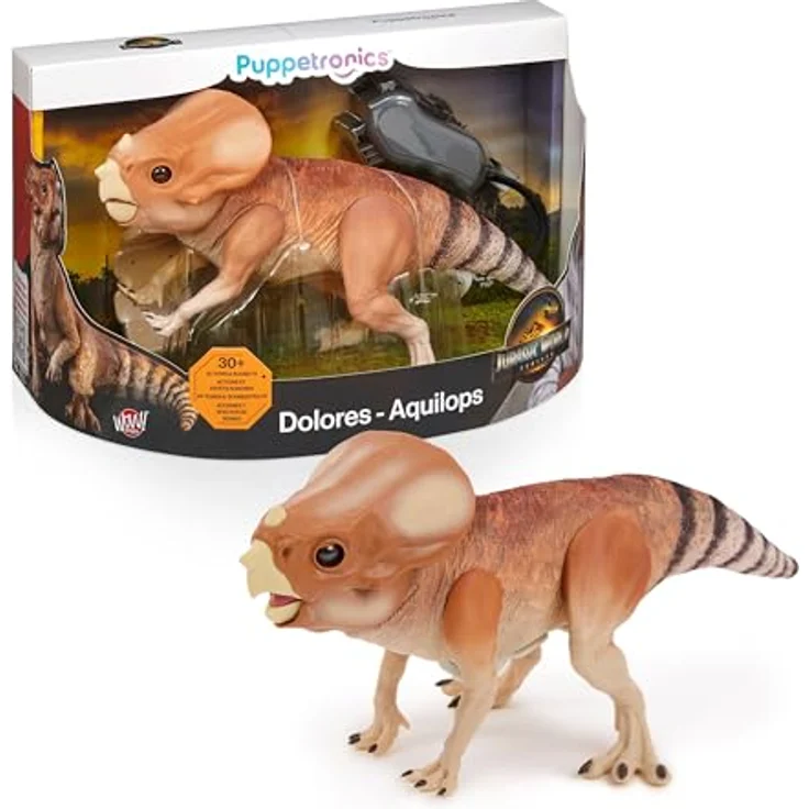 WOW! STUFF Jurassic World Dolores Deluxe Puppetronic, Funktionsplüsch mit ACTION & SOUND KOMBINATIONEN, handgesteuerte Elektronikaktionen, maßstabsgetreu – Bild 1