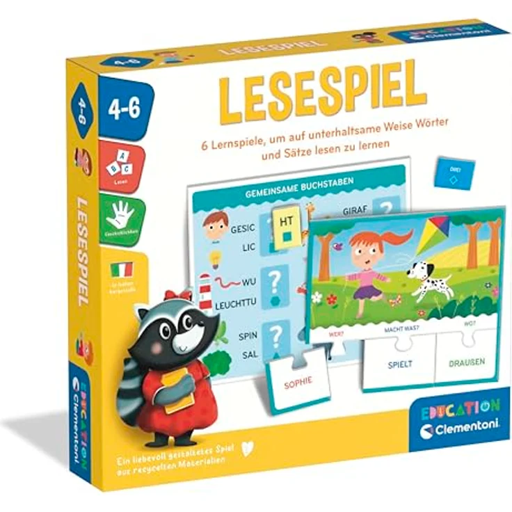 Clementoni® Spiel Education, Lese-Spiel mit 6 Schreib- und Löschtafeln, Lernspiel Made in Italy – Bild 1