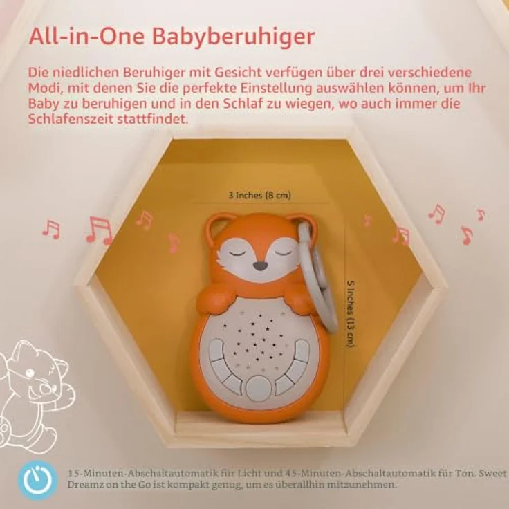 Cloud b Sweet Dreamz Fox, Maschine mit weißem Rauschen & Nachtlicht für Kinder, 4 beruhigende Geräusche & 4 Schlaflieder, smarter Sensor – Bild 4
