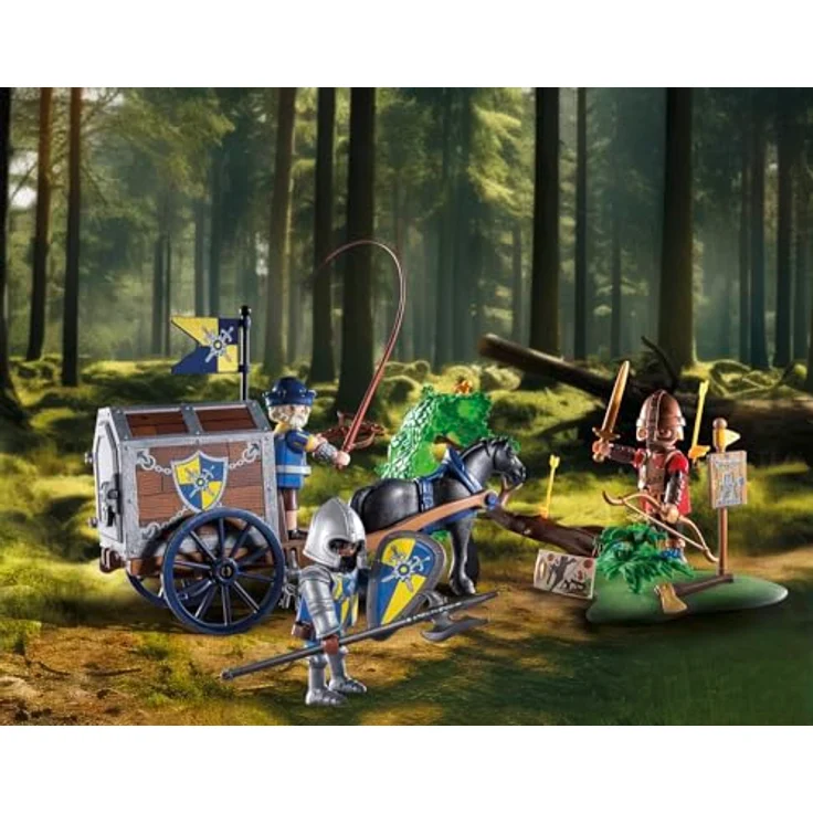 PLAYMOBIL 71484 Überfall auf Transportwagen, Ritterspielwelt Novelmore mit geheimen Bauplänen und Drachengold – Bild 3