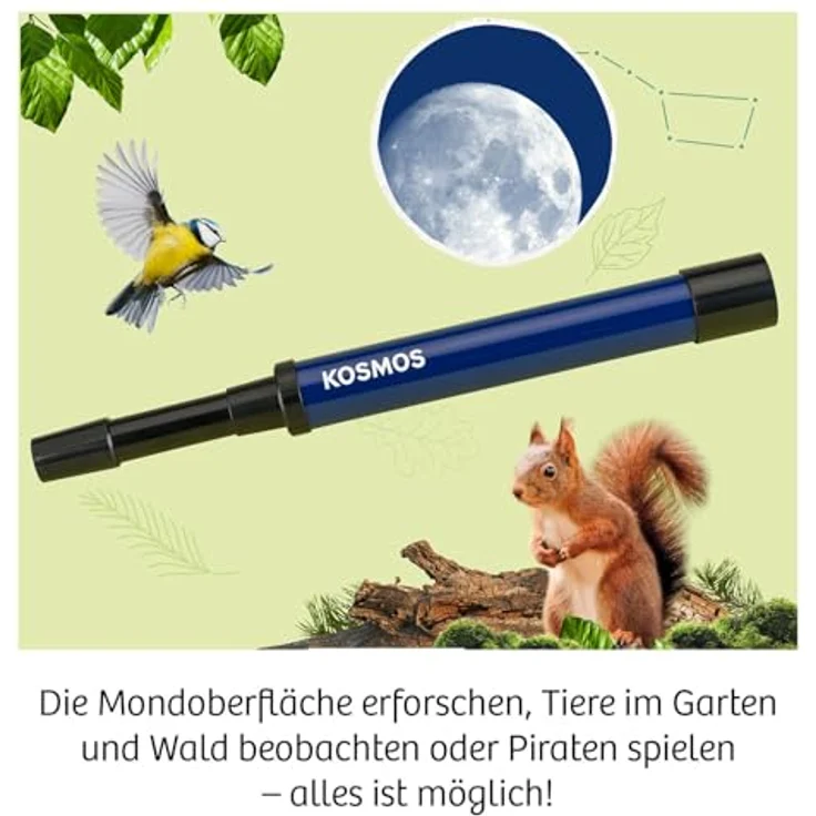 KOSMOS 676940 Fernrohr, Linsenfernrohr mit 30-facher Vergrößerung, stabiler Okularauszug, für Kinder ab 8 Jahren, mit Tipps zur Anwendung und Beobachtungen – Bild 3