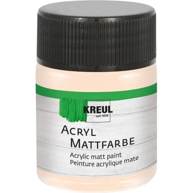 KREUL 75554 Acryl Mattfarbe, zartrosa, 50 ml Glas, cremig deckend, schnelltrocknend, auf Wasserbasis für viele Untergründe geeignet – Bild 1