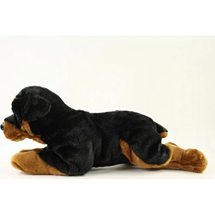 Teddys Rothenburg Kuscheltier Rottweiler Rob 45 cm liegend braun/schwarz Plüschhund Plüschrottweiler Uni-Toys kuschelweicher Plüsch waschbar bis 30°C – Bild 3