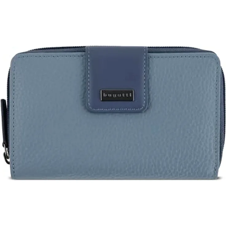 bugatti Sina Geldbörse RFID Schutz aus 100% Leder, 16 cm, blau