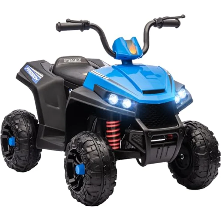 AIYAPLAY Elektro Quad für Kinder 12V Kinderquad mit 4-Rad-Federung, MP3-Musikplayer, Vorwärts- und Rückwärtsgang, 5 km/h, Metall, Blau – Bild 1