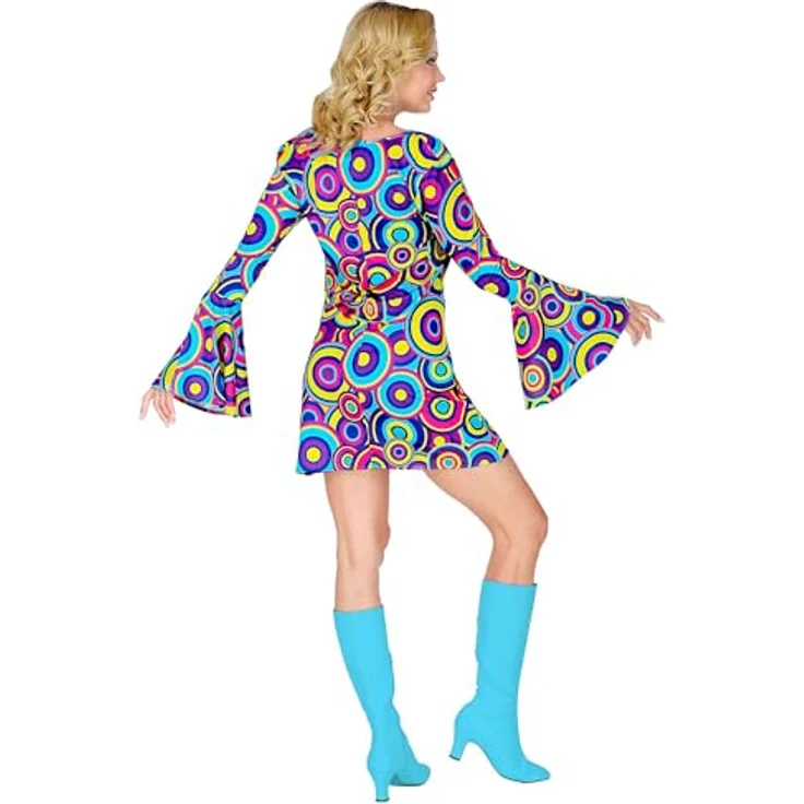 W WIDMANN MILANO Party Fashion 70er Jahre Kostüm, Kleid in XL mit Trompetenärmeln für Hippie, Reggae und Disco Fever – Bild 4