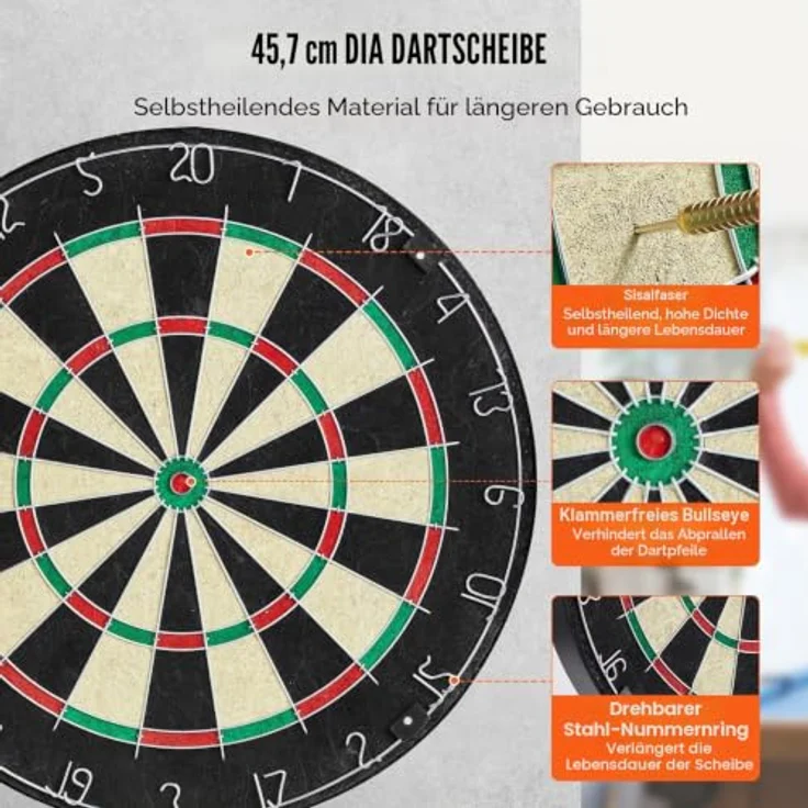 VEVOR Dartboard- und Schrankset, offizielles Dartboard mit Stahlspitzen und retro Design, inkl. LED-Beleuchtung und kompletter Ausstattung – Bild 3