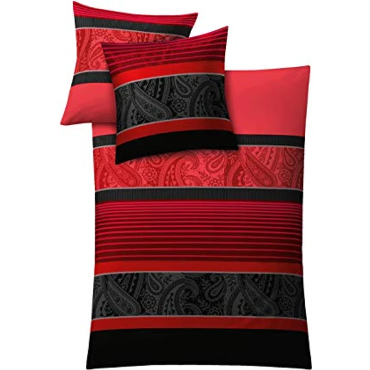 Kleine Wolke 6162453952 Bettwäsche Cambridge, 2-teilig 135 x 200 cm, rubin – Bild 1