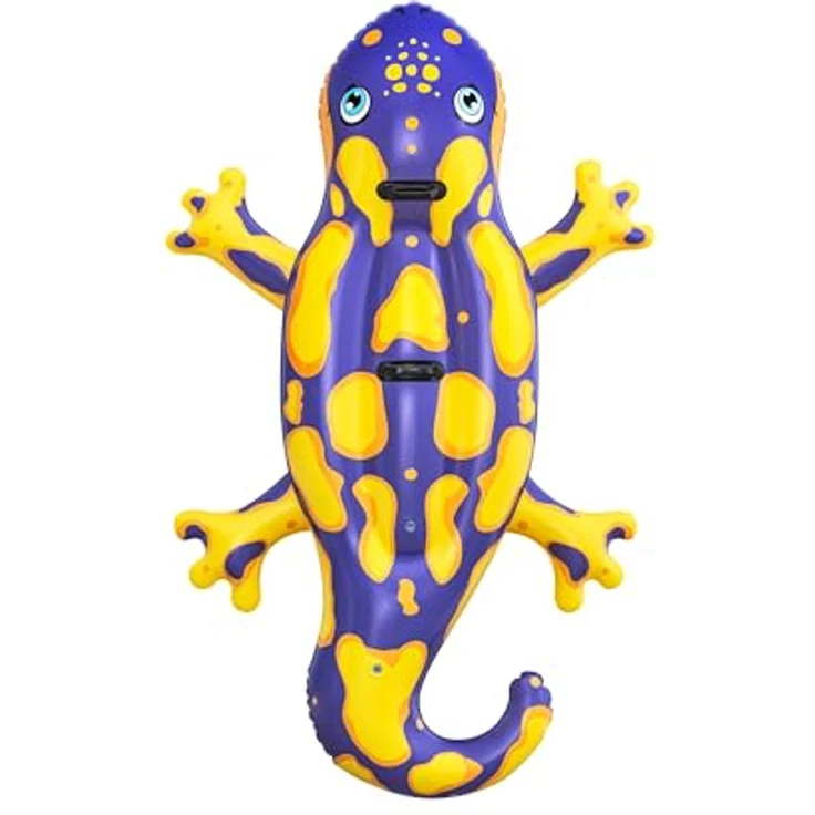 Bestway Splashing Salamander, Schwimmtier für Kinder ab 3 Jahren, 191 cm x 119 cm, mit robusten Haltegriffen und Reparaturflicken – Bild 3