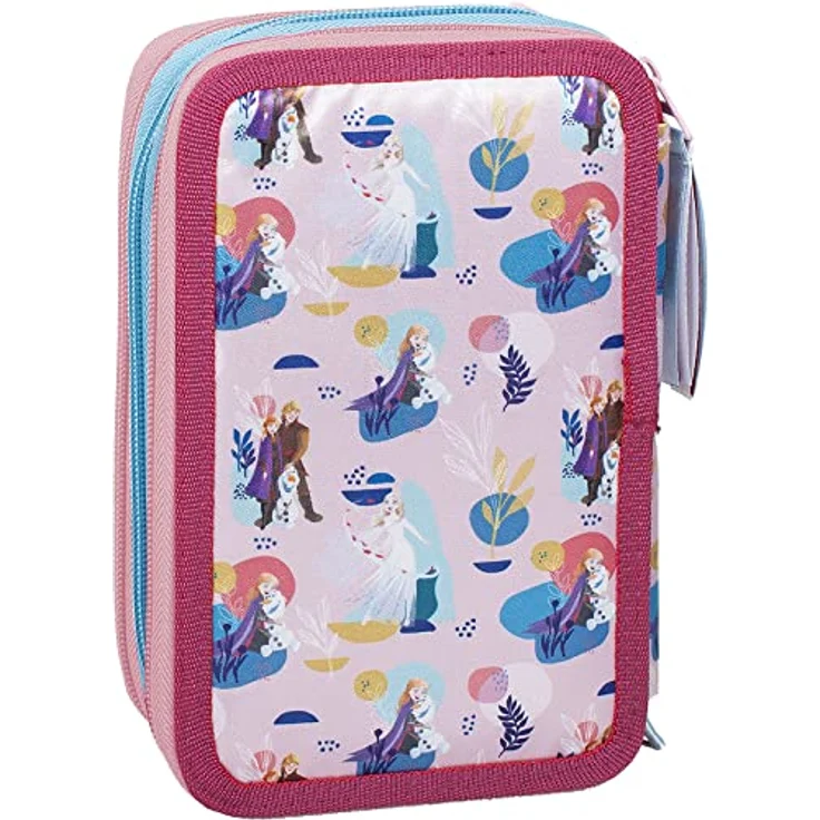 Clondo 3-Fach Federmäppchen für Die Eiskönigin Frozen Fan, 44-teilig, rosa, mit Schere, Lineal, Filzstiften und Buntstiften, ideal für Schule & Geschenk – Bild 5
