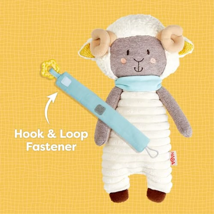 HABA Schnullertier Widder Wollbert, abnehmbares Schnullerband, weiches Kuscheltier für Babys zur Geburt, 100% Polyester – Bild 5