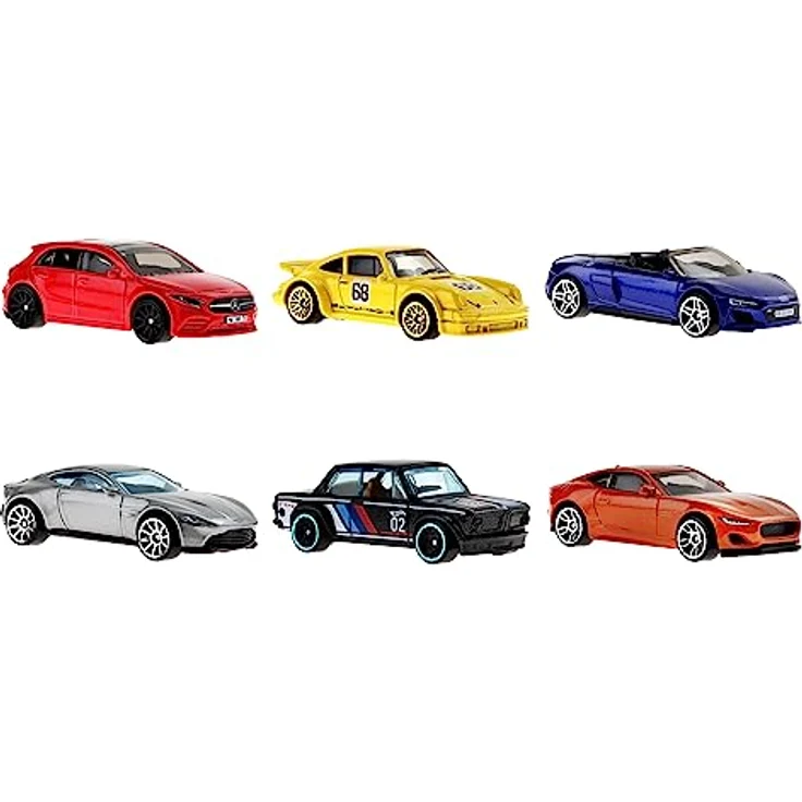 HOT WHEELS European Car Culture-Multipack - 6 Spielzeugautos im Maßstab 1:64, Hommage an die europäische Automobilindustrie, Geschenk für Kinder ab 3 Jahren und Sammler, HLK51 – Bild 1