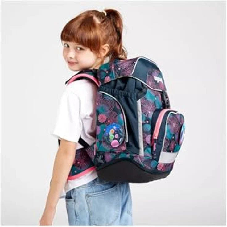 ergobag Schulranzen pack Set (6-tlg.), ergonomischer Rucksack mit recycelten Kletties und Your-Size-System, farbenfrohes Design – Bild 5