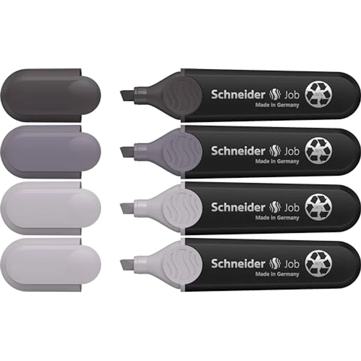 Schneider Job 150 Textmarker aus recyceltem Kunststoff, 4er Etui, Grautöne (taupegrau, mauvegrau, schiefergrau) – Bild 1