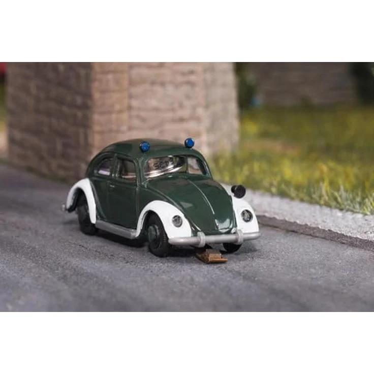 FALLER 120115 Modellbausatz, grün-weißer Polizei-VW-Käfer im Miniaturformat – Bild 5