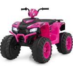 COSTWAY Elektro-Kinderquad Rosa, Belastbarkeit 35 kg, 24V Elektroquad mit Musik, LED-Leuchten
