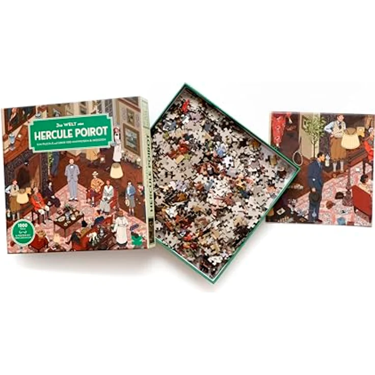 Laurence King Die Welt von Hercule Poirot, 1000 Teile-Puzzle, mit A2-Poster und detektivischen Hinweisen, Weiß, 20x30 cm – Bild 5