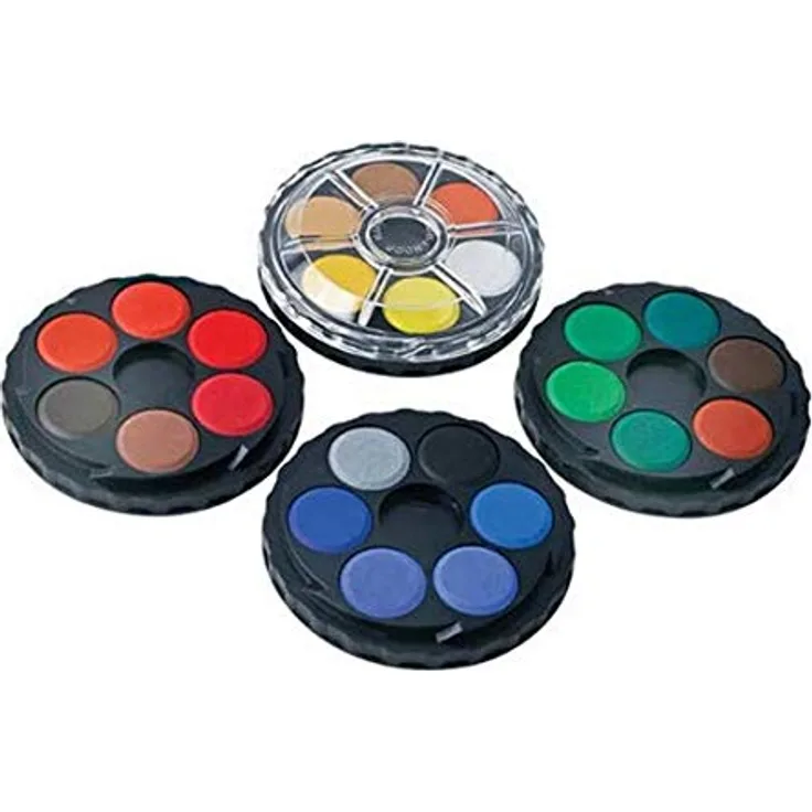 Koh-I-Noor 171506, runder Farbkasten mit 24 Aquarellfarben, 6 Etagen, Kunststoffkasten, 2 Stück