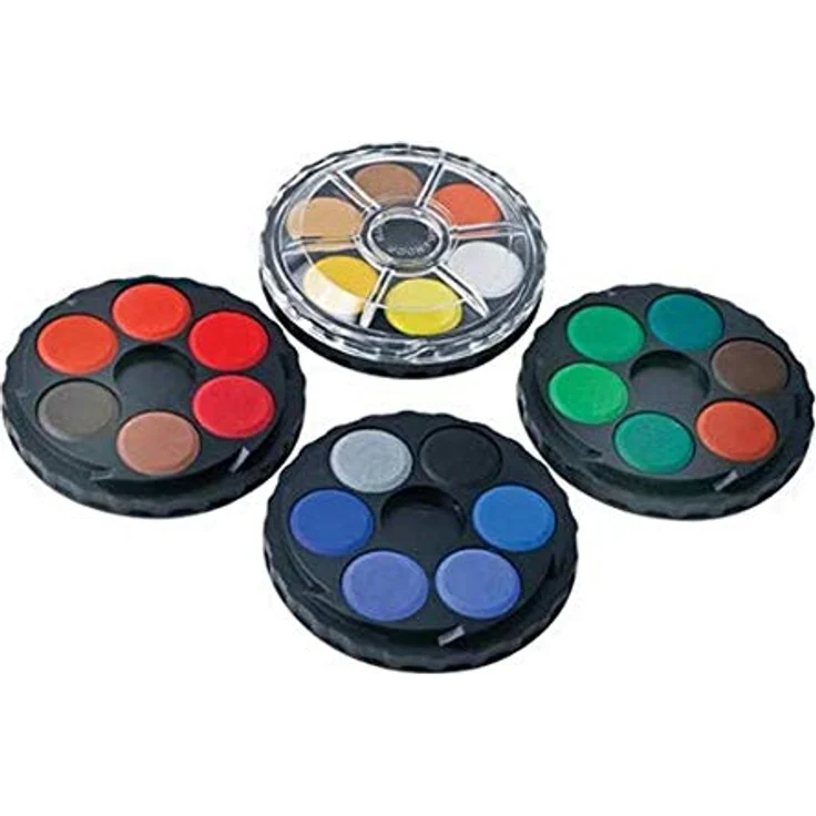 Koh-I-Noor 171506, runder Farbkasten mit 24 Aquarellfarben, 6 Etagen, Kunststoffkasten, 2 Stück