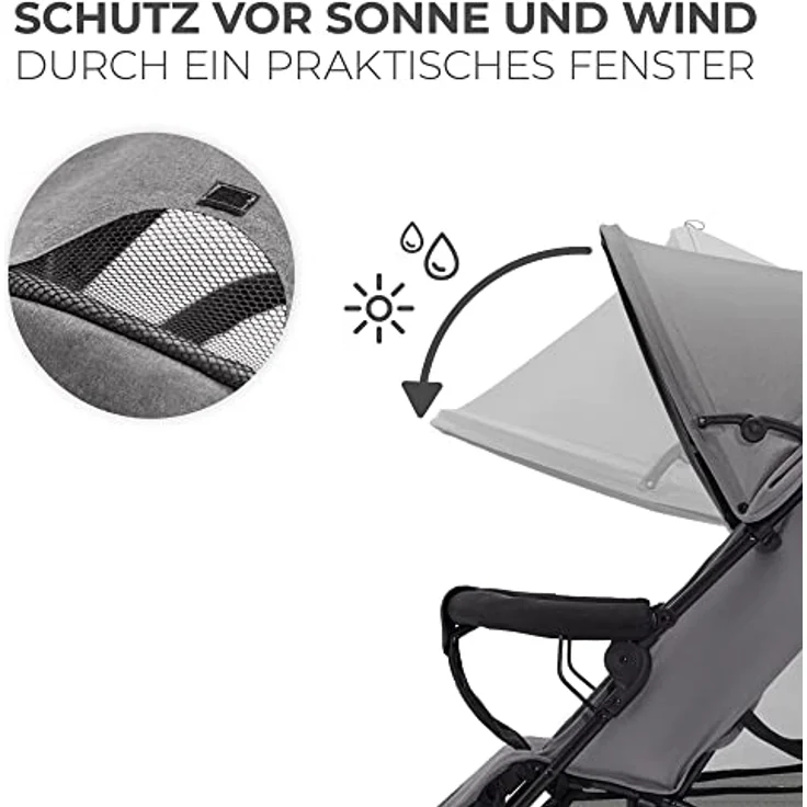 Kinderkraft TIK Liegebuggy, Sportwagen mit Drehbaren Vorderrädern, stufenlos verstellbarer Rückenlehne und verstellbarem Griff, Leichtgewicht 6,5kg, grau – Bild 4