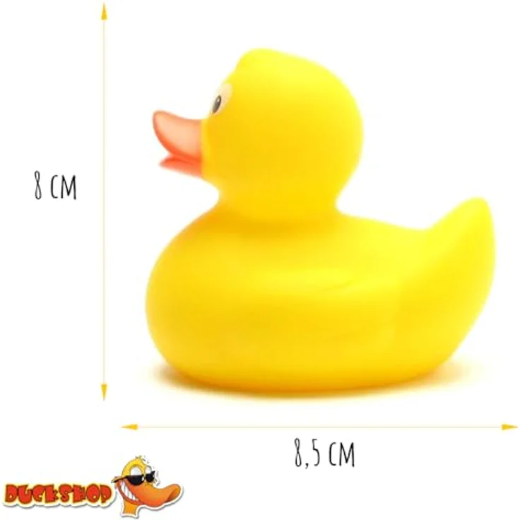 Duckshop Badeente Malina Gelb, klassisches Badewannenspielzeug mit leiser Quietschfunktion, 8,5 cm, Geschenkidee für Kinder und Sammler – Bild 5