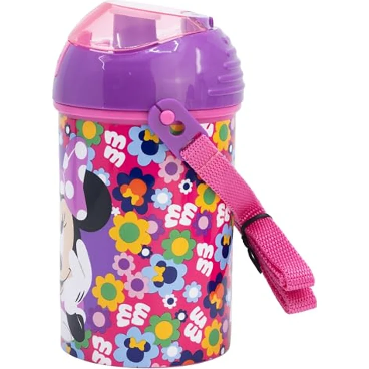 Stor Wiederverwendbare Flasche Robot Pop Up mit Strohhalm, Corra Y CIERRE, 450 ml, Minnie Bold Florals, BPA-frei, offizielles Lizenzprodukt – Bild 1
