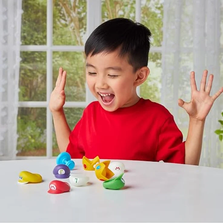 EPOCH Games 7554 Super Mario Cap Stacker, Geschicklichkeitsspiel für 1-4 Spieler, ideal für Kinder ab 4 Jahren, abwechslungsreiche Aktionskarten – Bild 5