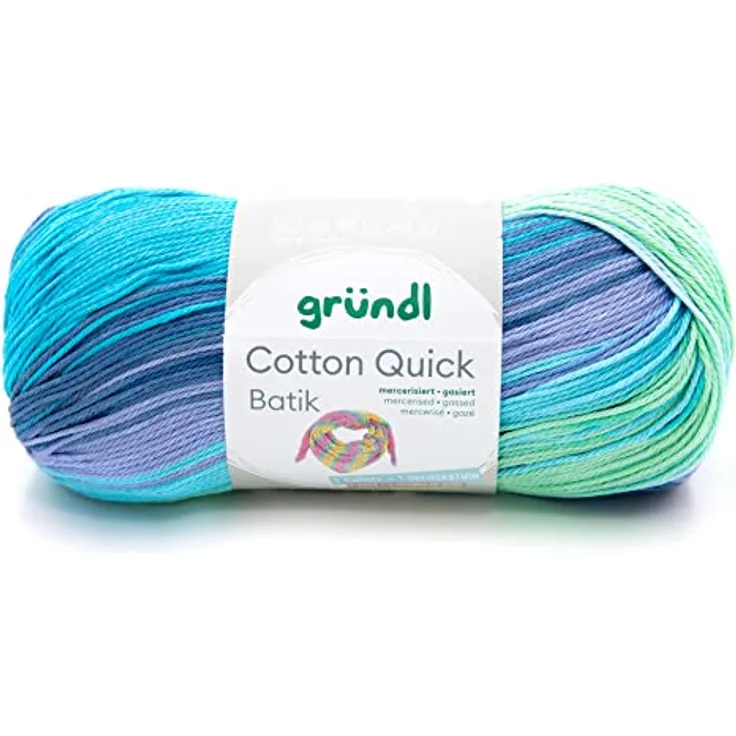 Gründl 4921-01 Cotton Quick Batik Garn, hellblau-violett-apfelgrün, 1 x 100 g