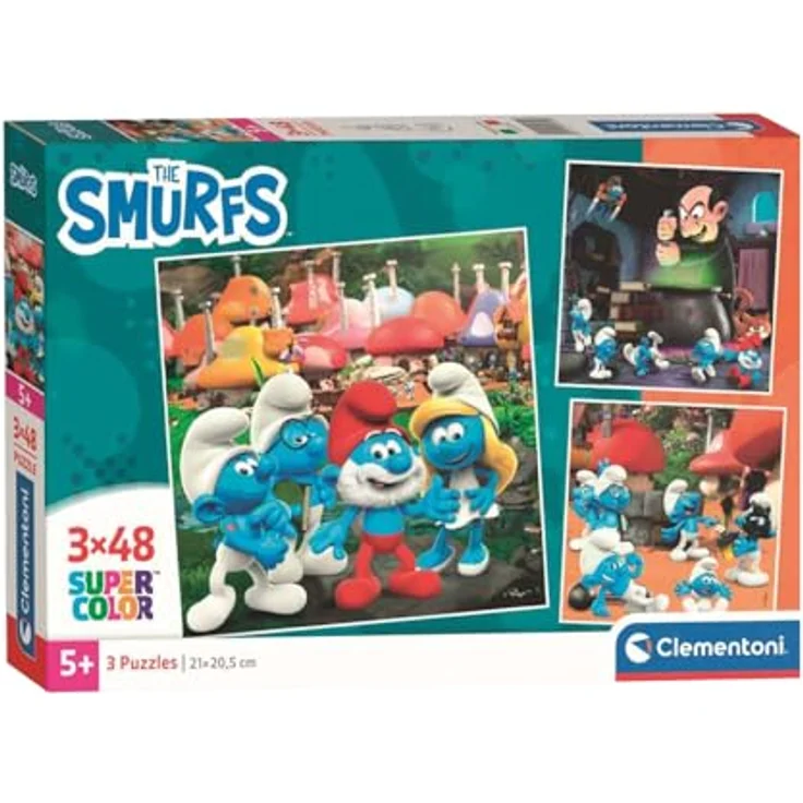 Clementoni Puzzle 3x48 Smurfs, 144 Teile für Kinder 5-8 Jahre, Made in Italy, fördert logisches Denken und Beobachtungsgabe – Bild 1