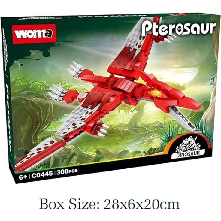 WOMA C0445 Dinosaurier-Baustein-Set für Kinder ab 6 Jahren, 308 Teile mit Flugsaurier-Thema – Bild 2